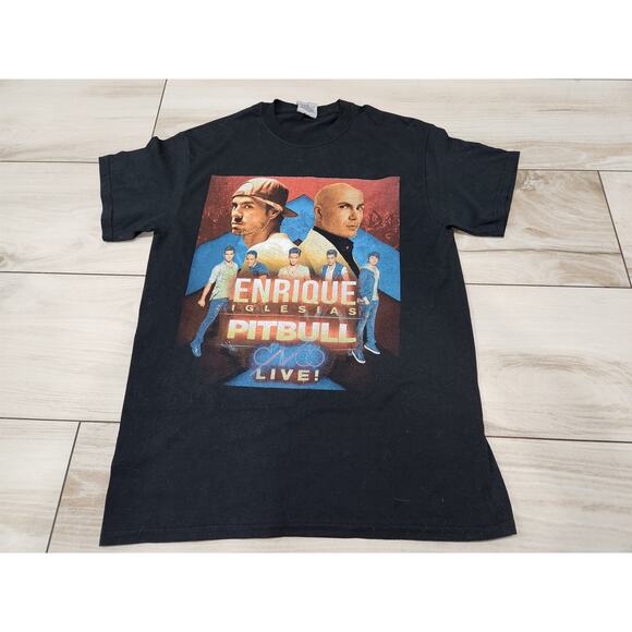 vtg Adult Enrique Iglesias & Pitbull Concert Tour T Shirt Medium Double Sided - Picture 1 of 4